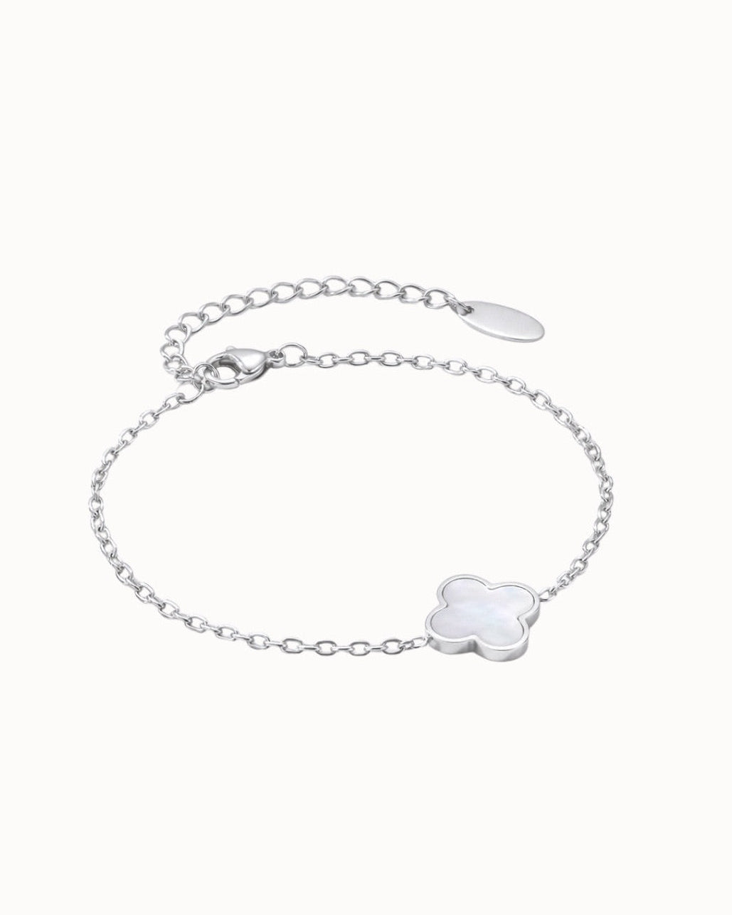 Kleeblatt-Armband aus weißem Opalstein