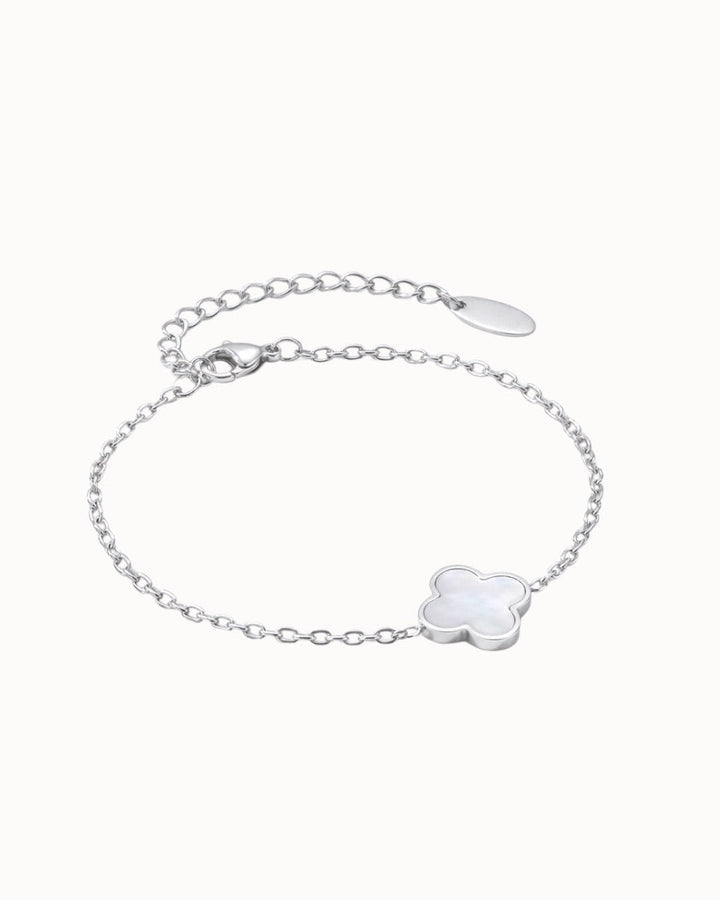 Kleeblatt-Armband aus weißem Opalstein