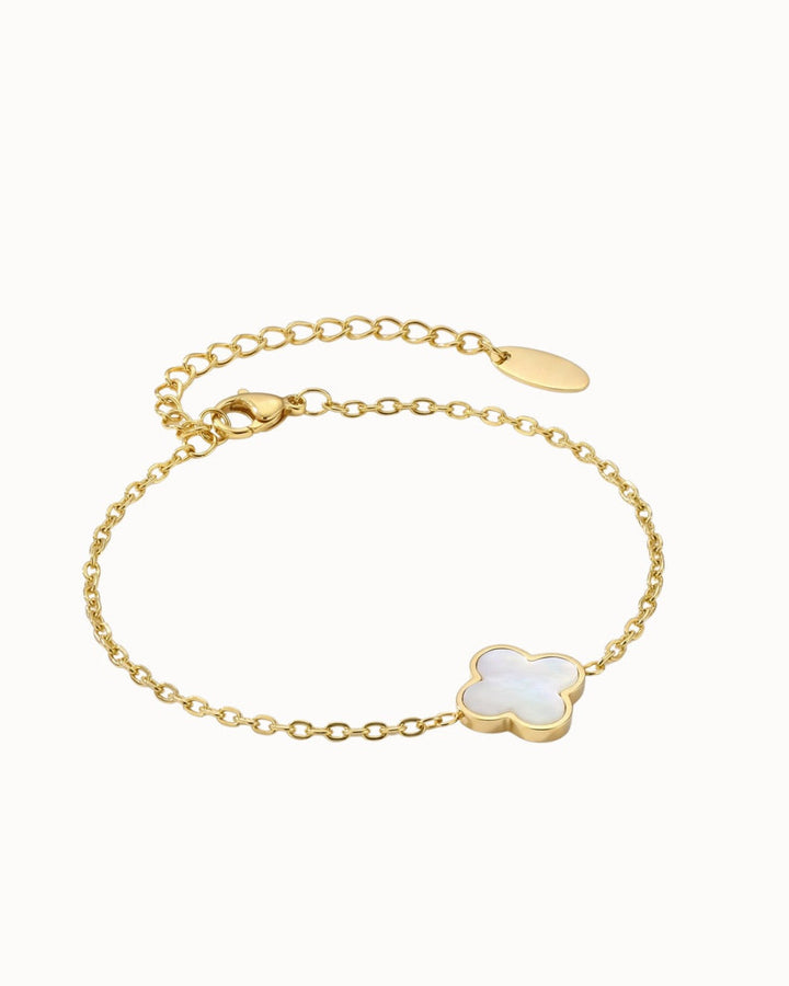 Kleeblatt-Armband aus weißem Opalstein