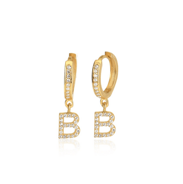 Buchstaben Ohrringe mit Zirkonia - SHAHDIA